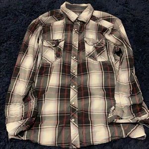 Red, Black, and White button down